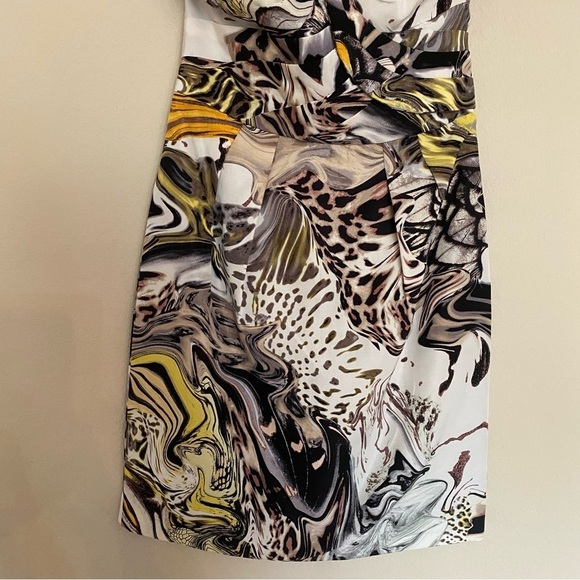 Anthropologie Leifsdottir Silk Panthers Play Dress Yellow Gray Size 0 - Picture 6 of 14